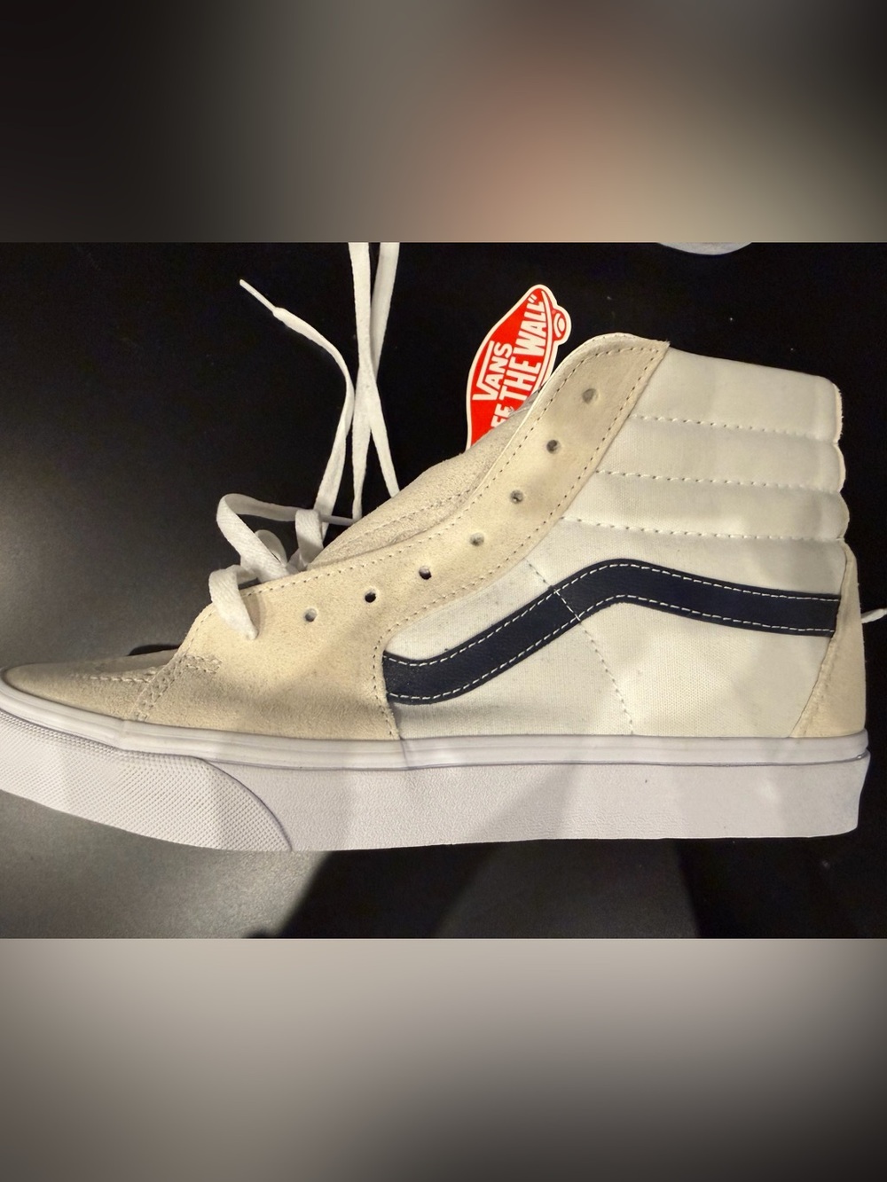 Vans Sk8-Hi Men’s 11 White Navy Suede Canvas High Top Sneakers NWT